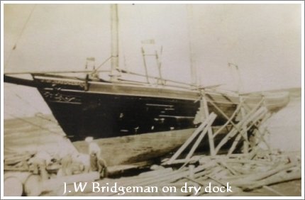 The schooner J.W. Bridgeman on dry dock